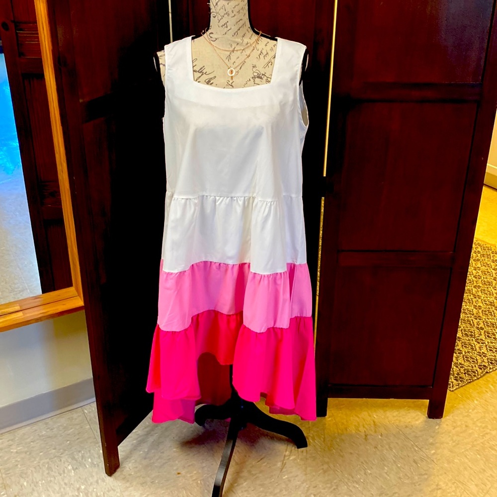 Square neck high low dress